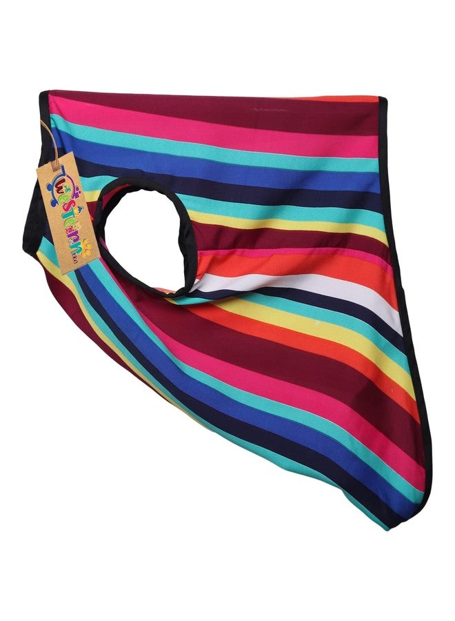 ويستيرن إرا تيشيرت قطني ناعم للكلاب بتصميم مستوحى من العصر الغربي | ملابس مريحة وجيدة التهوية للكلاب | طقم أنيق بدون أكمام للحيوانات الأليفة (مقاس متوسط - 18 بوصة، مخطط بألوان متعددة) - Image 5